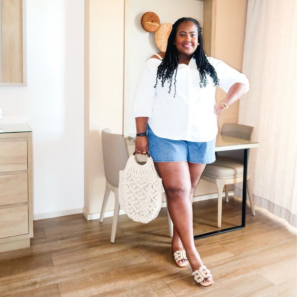 SHEIN Plus Size Off The  Shoulder Shirt